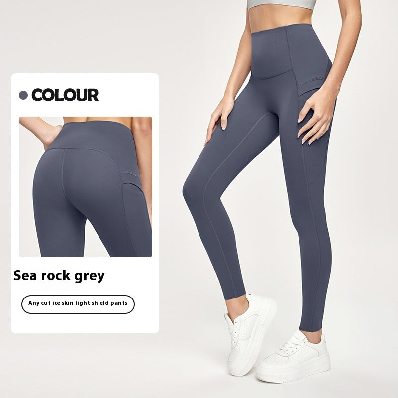 Cool Feeling Yoga Pants Outer Wear Pocket High Waist Hip Lift Sports Tights | Koalakits36