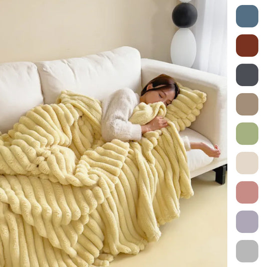 Soft Wind Bubble Velvet Blanket Warm Solid Rabbit Fur Double-sided Thickening Cover Throw Koalakits36