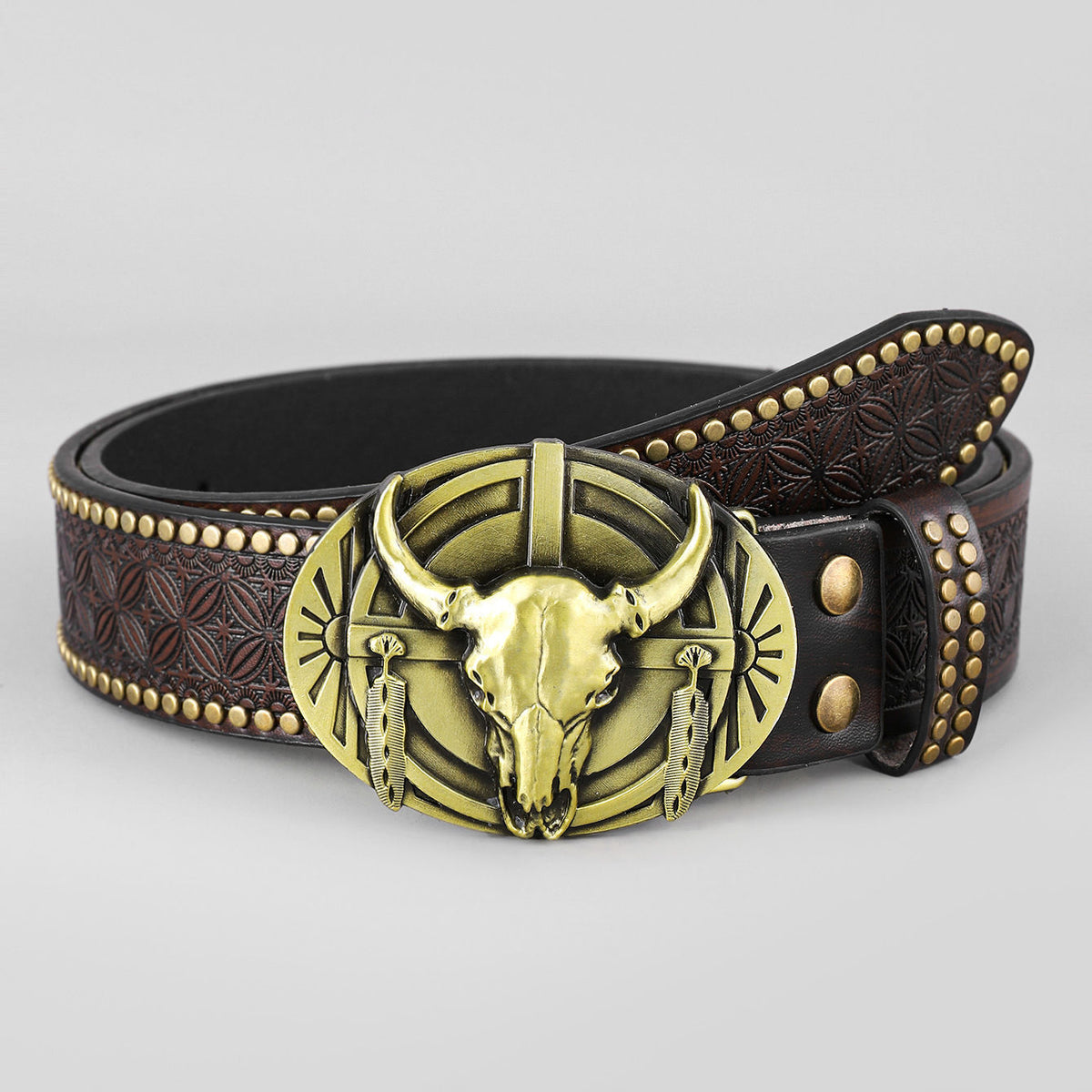 Punk Embossed Western Cowboy Belt - Elevate Your Style with Edgy Authenticity