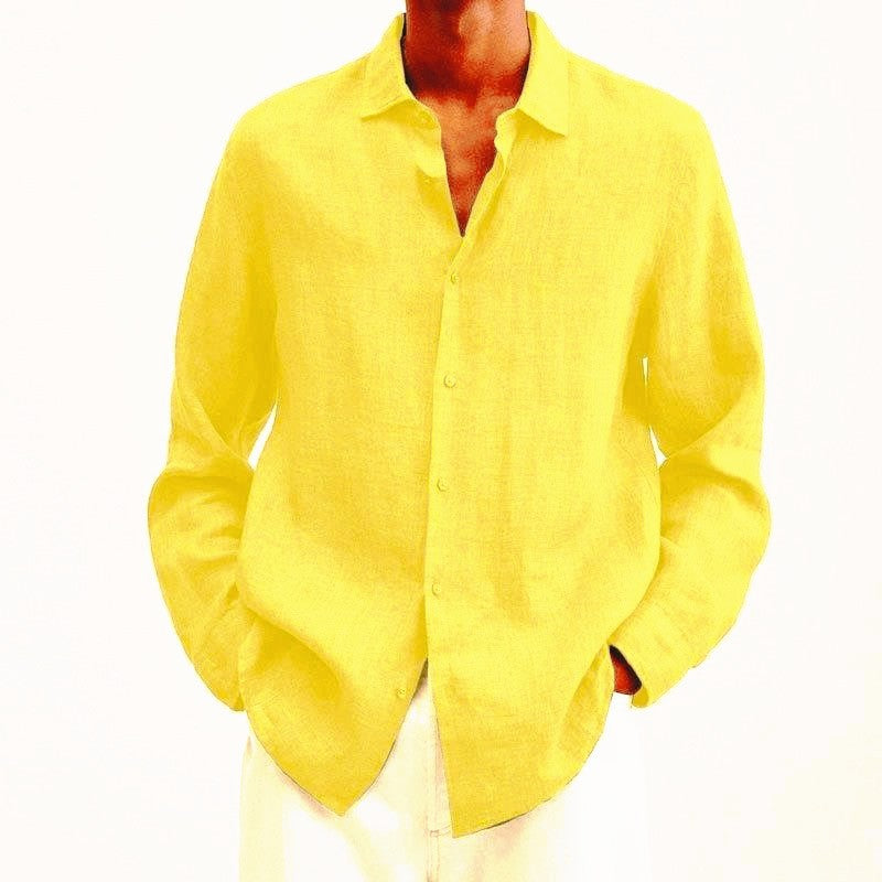 Long Sleeve Lapel Shirt Men's Loose Button Cardigan Shirt Top Mens Clothing