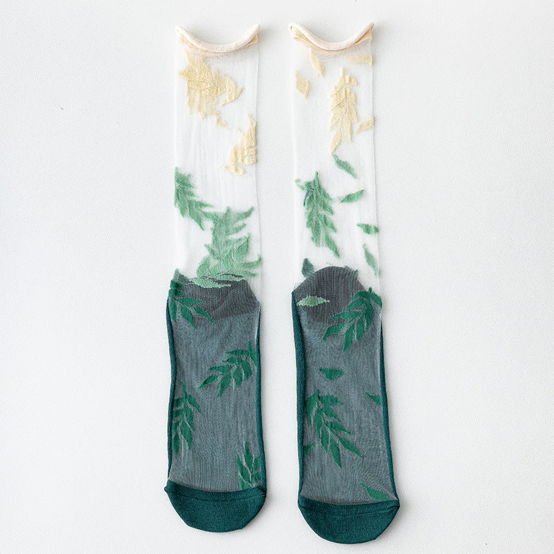 Women's Glass-Knit Ruffle Ankle Socks – Sheer Asymmetrical Frill Socks for Chic Fashion & Everyday Wear
