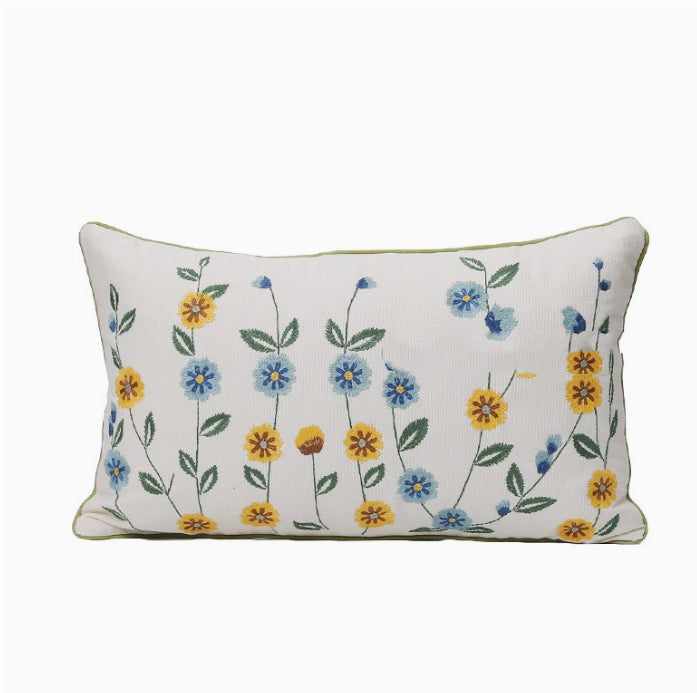 Home Embroidery Plants And Flowers Pillow