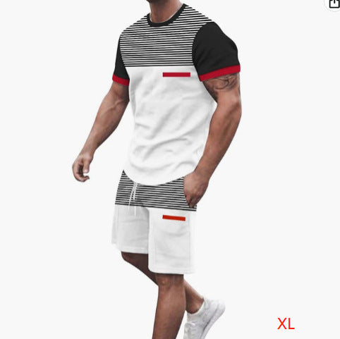 Men’s Printed T-Shirt and Shorts Sportswear Casual Set