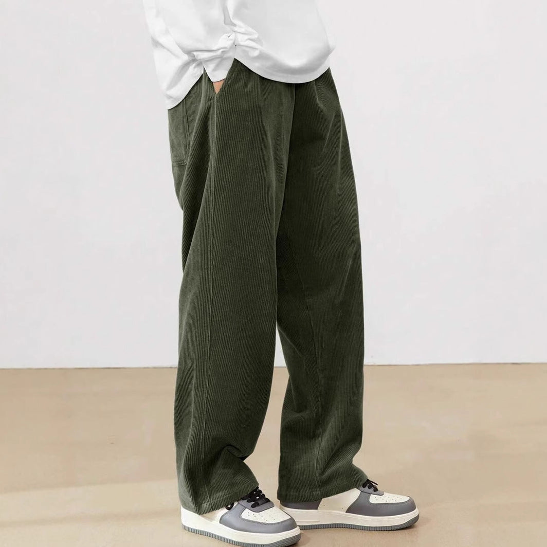 Men's Drawstring Trousers Casual Loose-fitting Pockets Straight Pants Sports Clothing