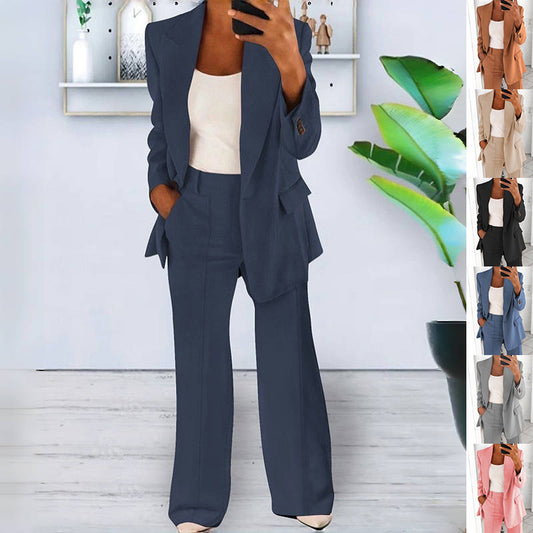 Ins Button Casual Suit Fashion Long-sleeved Lapel Blazer Jacket And Slim-fit Pocket Trousers | Koalakits36