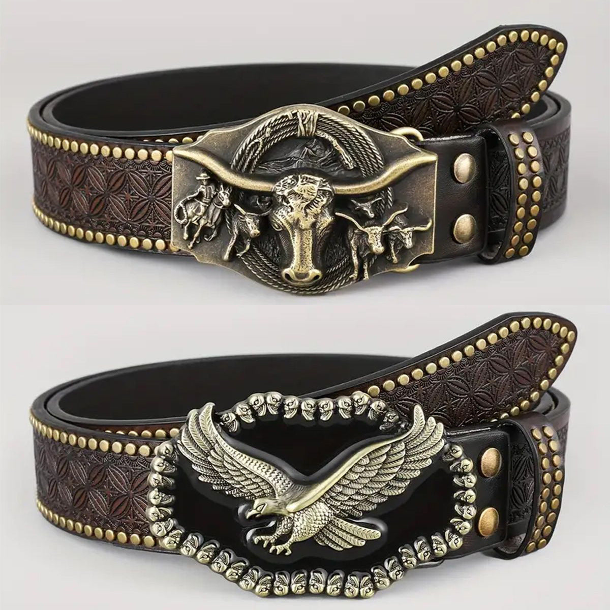 Punk Embossed Western Cowboy Belt - Elevate Your Style with Edgy Authenticity