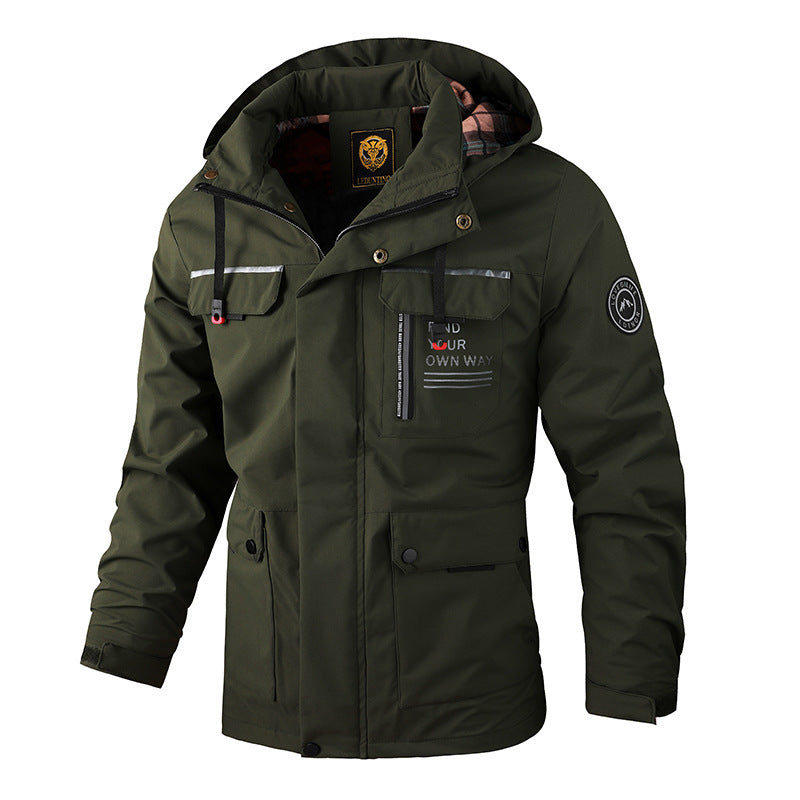 Men's Casual Windbreaker Jackets Hooded Jacket Man Waterproof Outdoor Soft Shell Winter Coat Clothing Warm Thick Tops Koalakits36