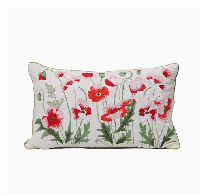 Home Embroidery Plants And Flowers Pillow