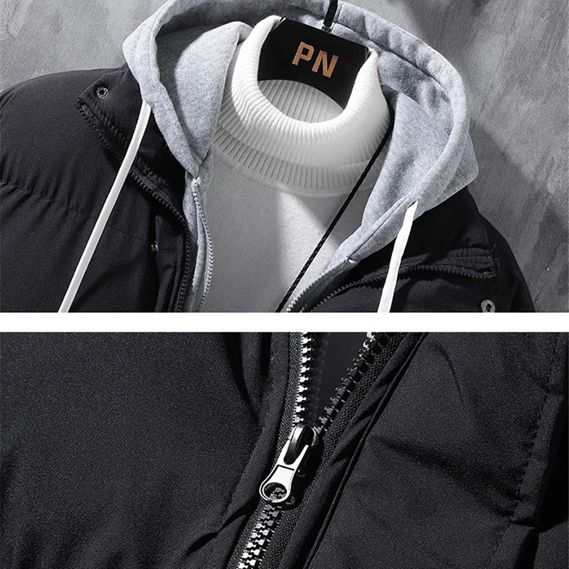 Fashion Hooded Jacket Men Winter Windproof Thickened