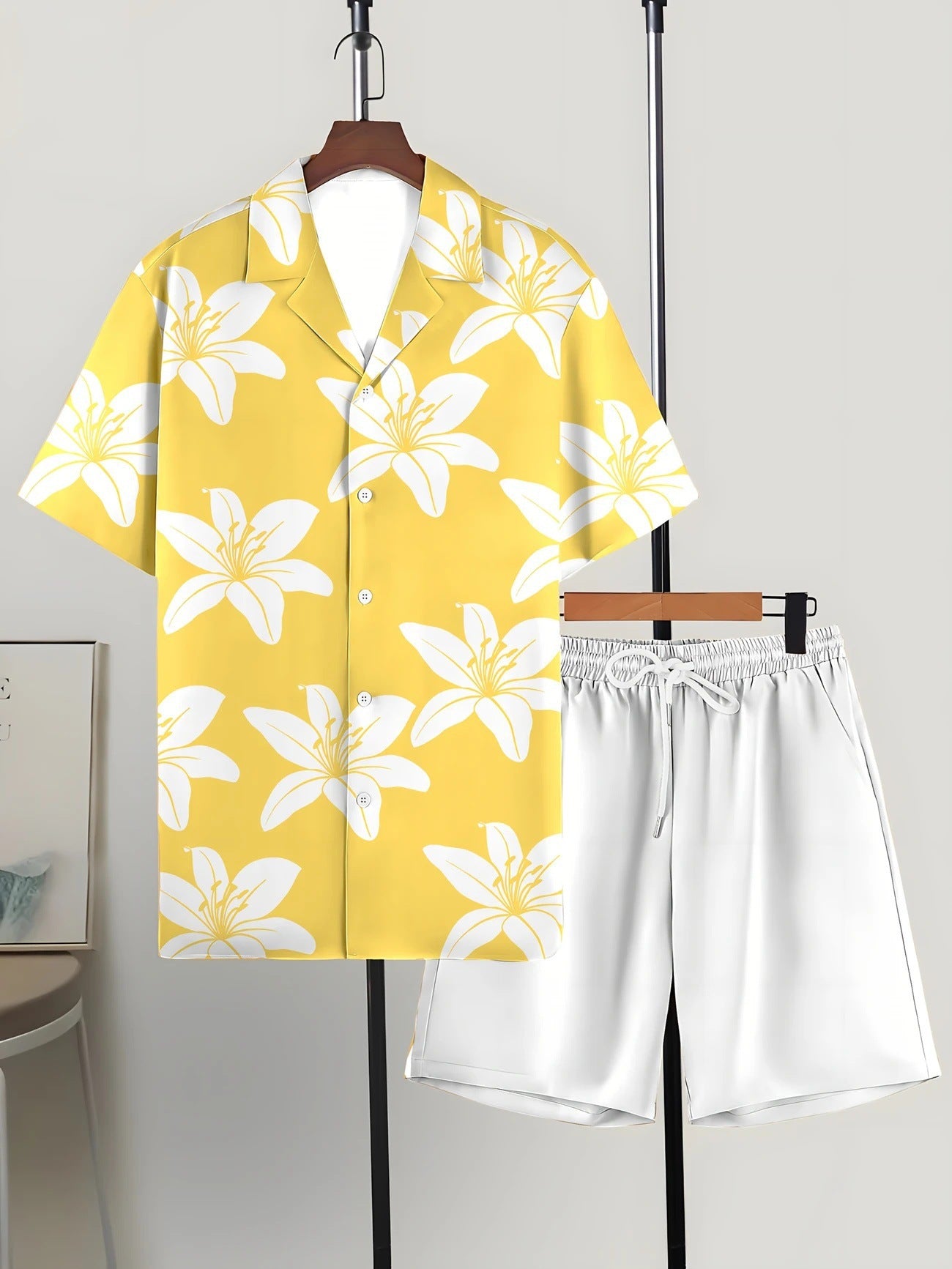 Printed Trendy Loose Short-Sleeve Shirt And Shorts Mens Set