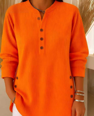 Women’s V-Neck Button Long Sleeve Sweater Casual Top