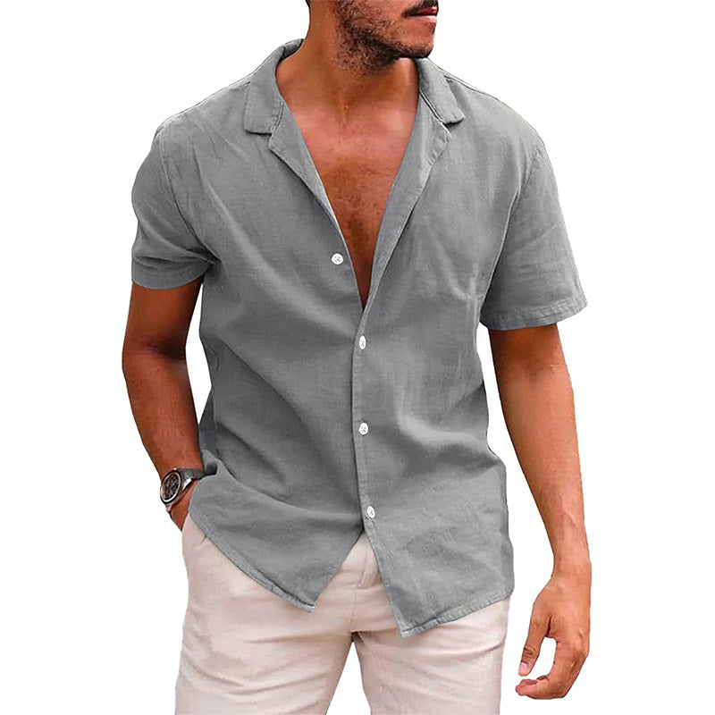 Men's Tops Casual Button Down Shirt Short Sleeve Beach Shirt 