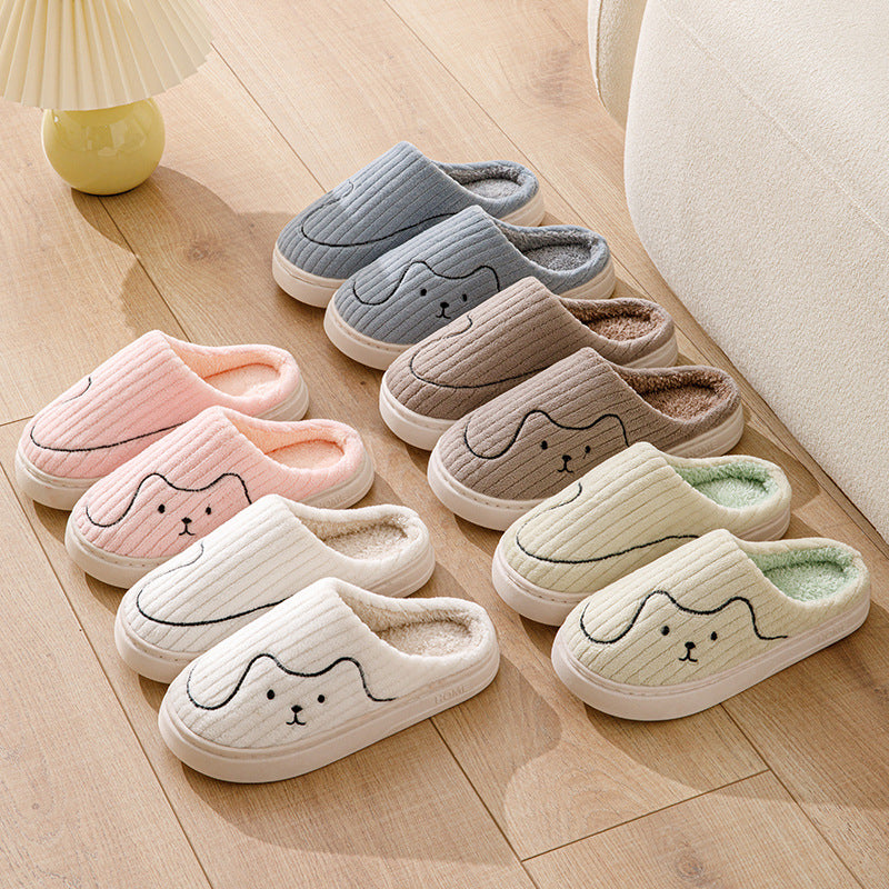 Striped Cat Slippers Indoor Couple Non-slip Floor Bedroom Slipper Winter Warm Plush House Shoes koalakits36