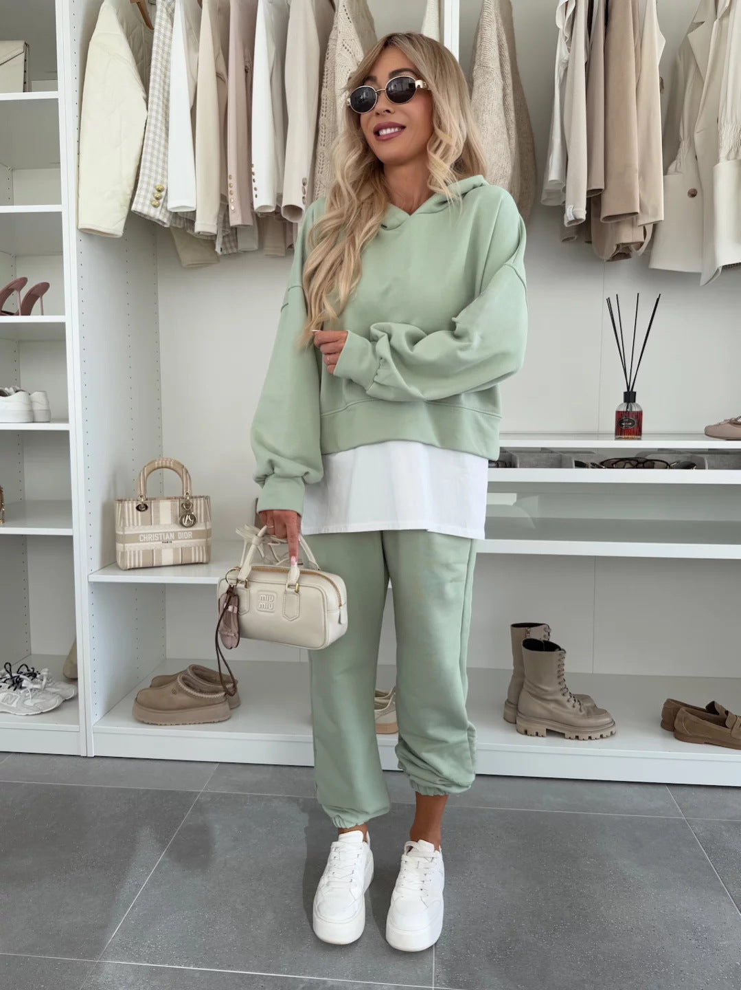 Hooded Sweatshirt Suit Loose Long Sleeve False Two-piece Tops And Jogger Sports Trousers | Koalakits36