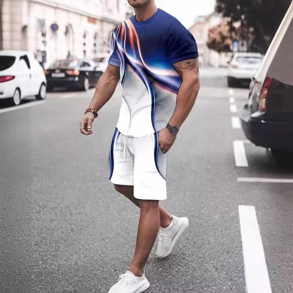 Men’s Printed T-Shirt and Shorts Sportswear Casual Set