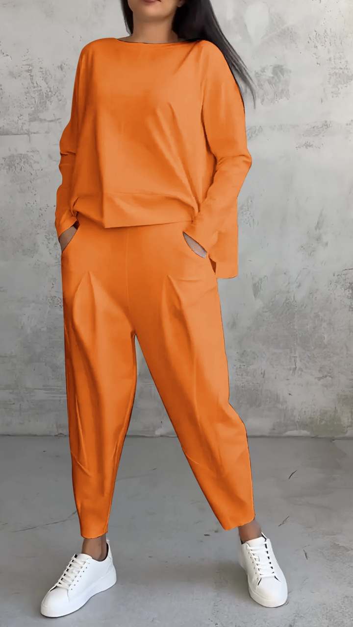 Women's Irregular Suit Long-sleeved Round Neck Top And Loose Harem Pants | Koalakits36