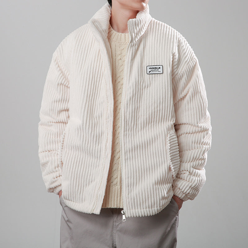 Winter Corduroy Cotton-padded Coat Warm Stand Collar Zipper Jacket Casual Outdoor Streetwear  Koalakits36