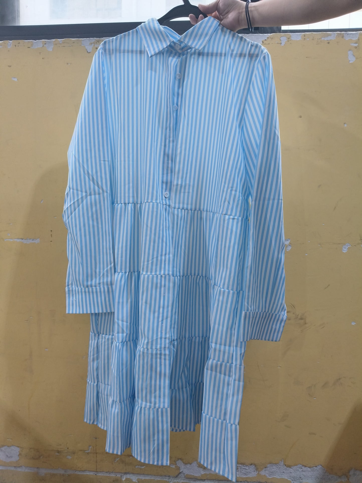 Striped Long-sleeved Shirt Dress Fashion Lapel Button Dresses For Women | Koalakits36