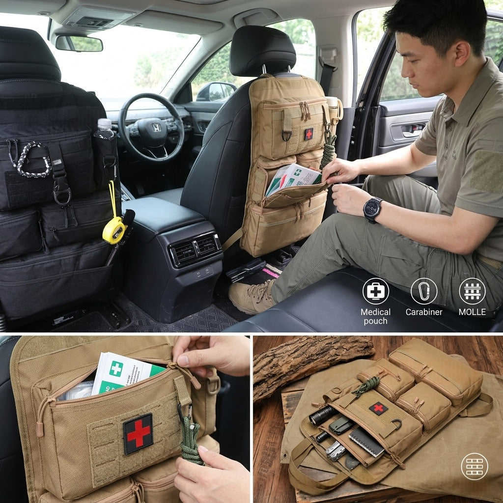 Car Rear Seat Tactical Hanging Organizer Bag – Multi-Functional Vehicle Storage Organizer for Tools, Accessories & Travel Essentials