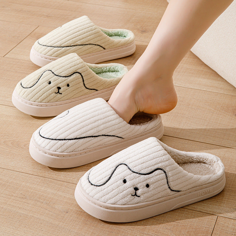 Striped Cat Slippers Indoor Couple Non-slip Floor Bedroom Slipper Winter Warm Plush House Shoes koalakits36