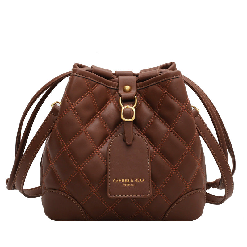 Fashion Rhombus Handbags Korean Style Temperament One-shoulder Bucket Bag