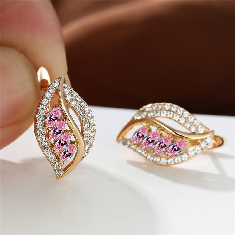 Leaf-shaped Rhinestones Earrings Fashion Unique Zircon-encrusted Stud Earrings | Koalakits36