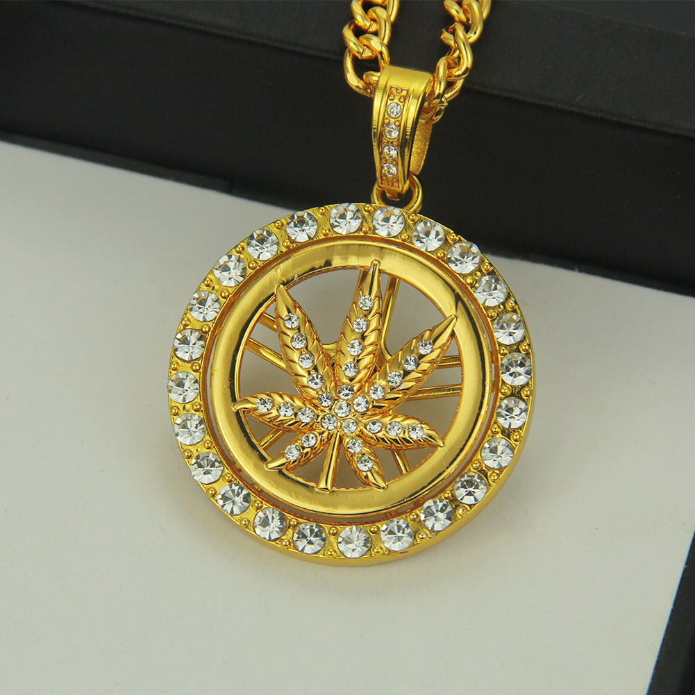 Elevate Your Style with the Hip Hop Diamond Maple Leaf Necklace for Men