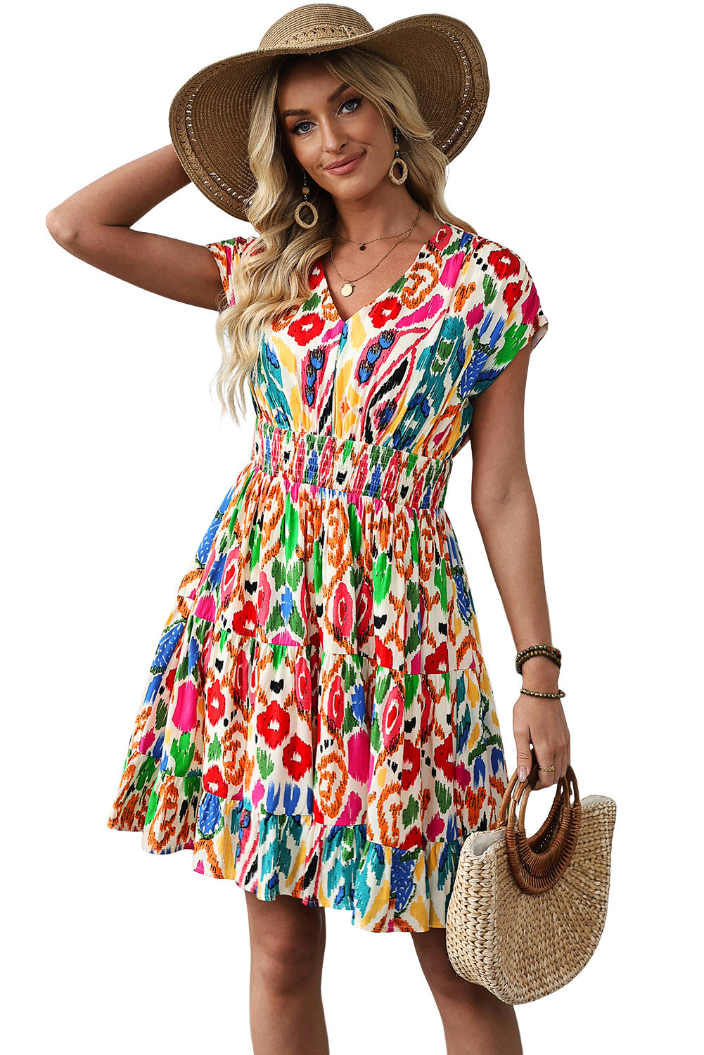 Elevate Your Wardrobe with Our Elegant V-Neck Floral Dress