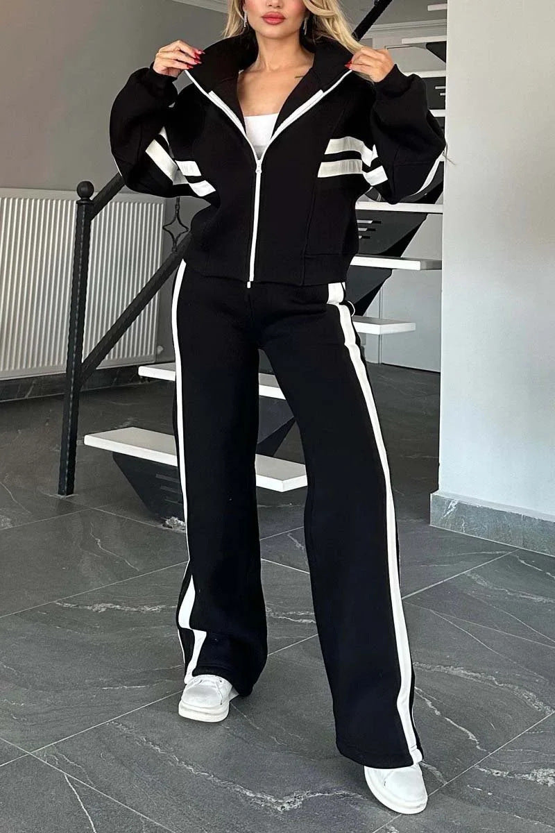 Fashion Two-piece White Sports Suit Loose Shirt Casual Pants Sets Sportswear Clothes Tracksuit Women Outfits
