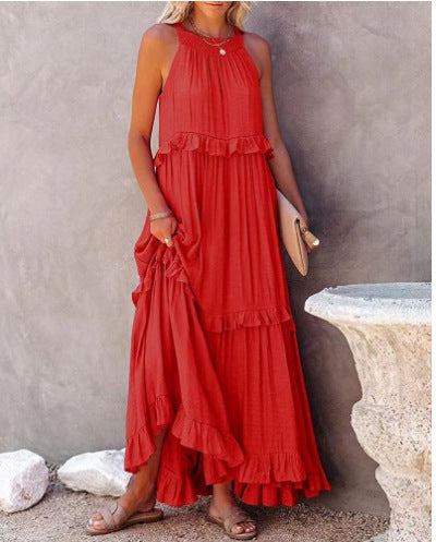 Summer Vacation Style Halter Neck Long Dresses Women Fashion Backless | Koalakits36