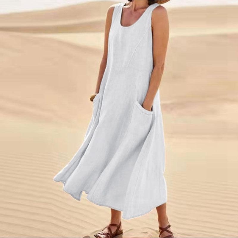 Sleeveless Long Dress With Pockets Fashion Casual Loose Dresses