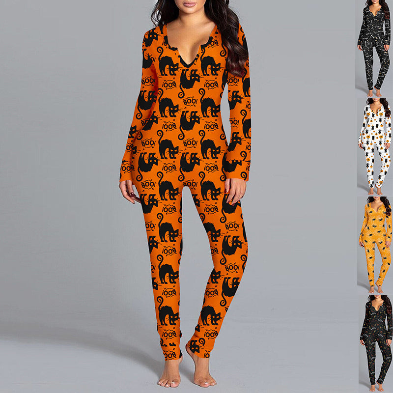 Long Sleeve Printed Jumpsuit - Halloween Jumpsuit | Koalakits36