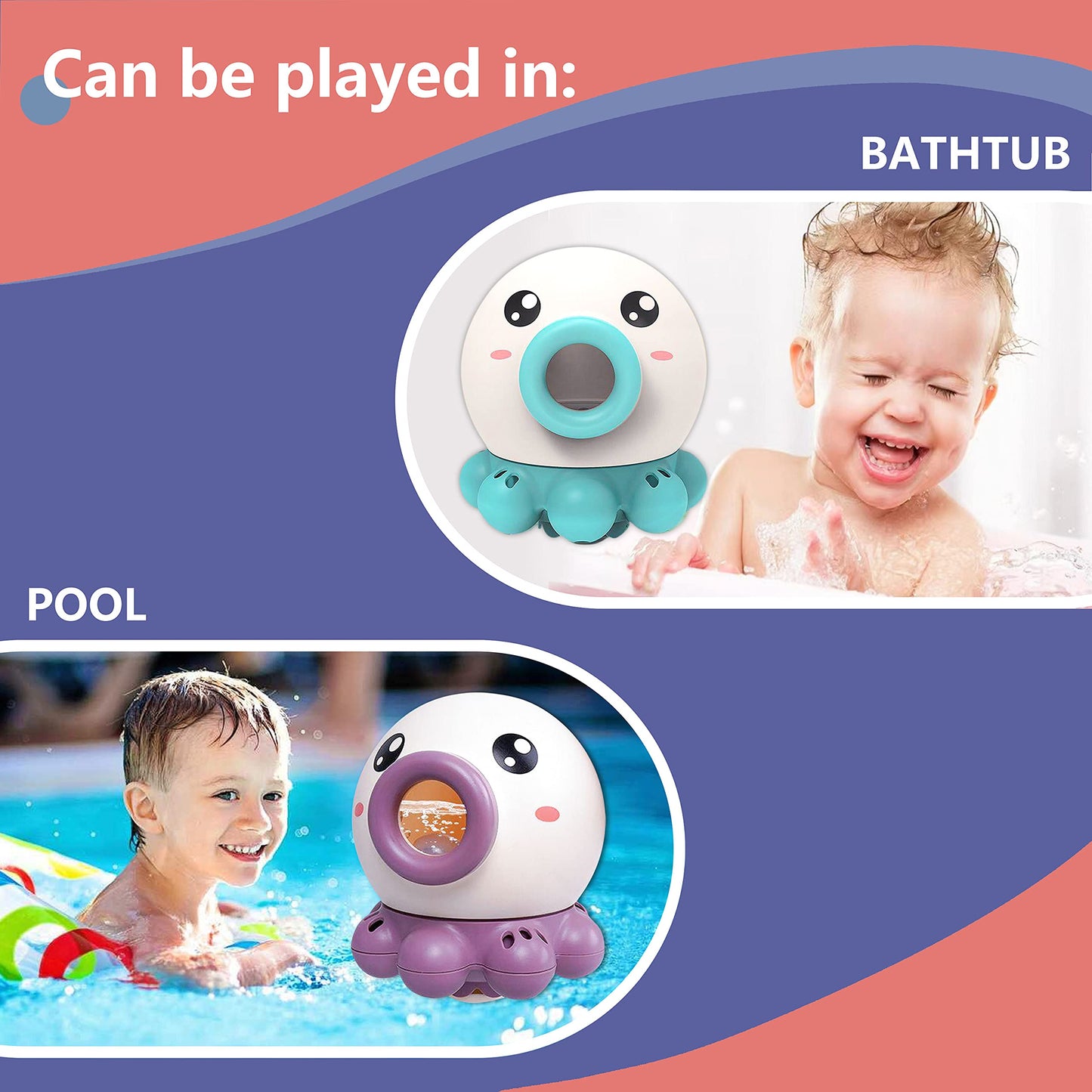 Octopus Fountain Bath Water Toy, Jet Rotating Shower Bathroom Toy, Summer Water Sprinkler Toys, 