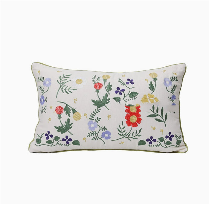 Home Embroidery Plants And Flowers Pillow