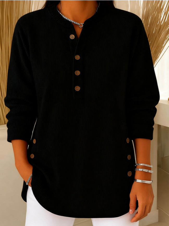 Women’s V-Neck Button Long Sleeve Sweater Casual Top