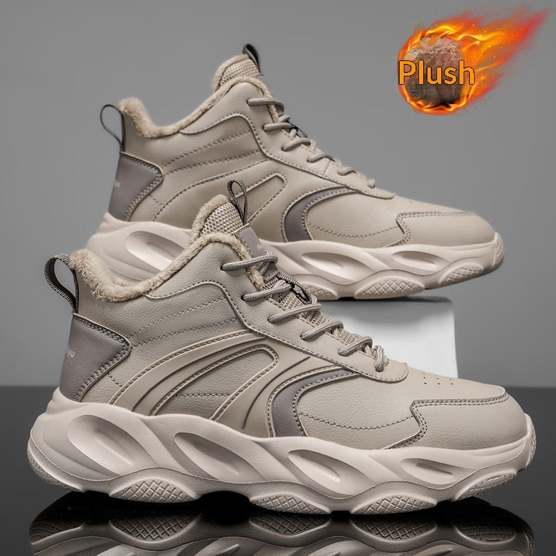 Mens Cozy Thick-soled Cotton Shoes For Casual And Athletic Wear