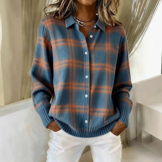 Printed Lapel Sweater Fashion Casual Long-sleeved Button Pullover Top Knitted Clothing Koalakits36