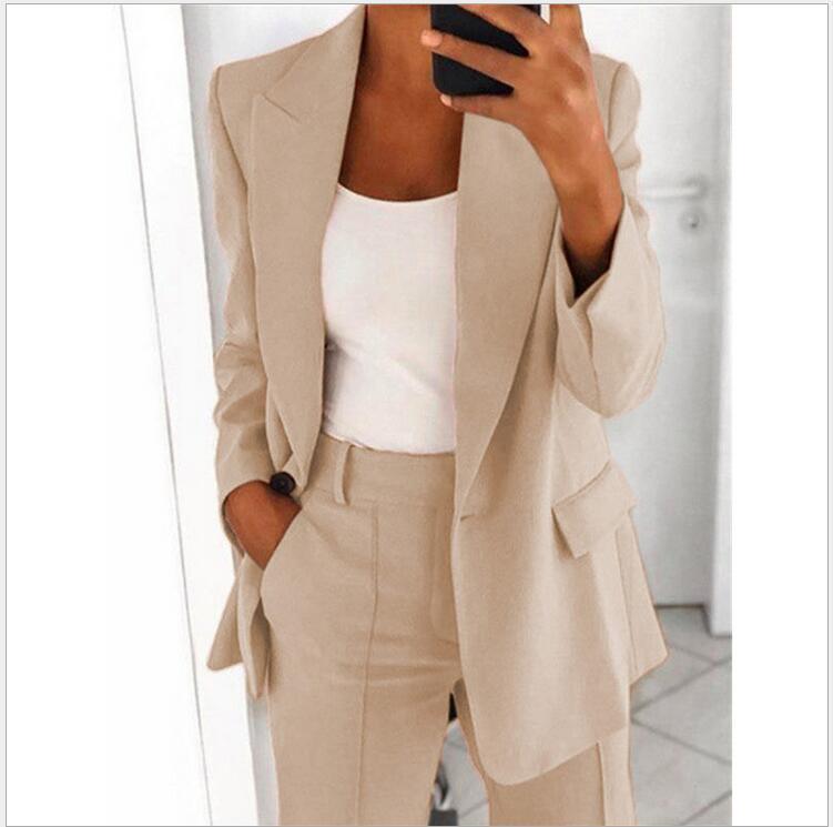 Ins Button Casual Suit Fashion Long-sleeved Lapel Blazer Jacket And Slim-fit Pocket Trousers | Koalakits36