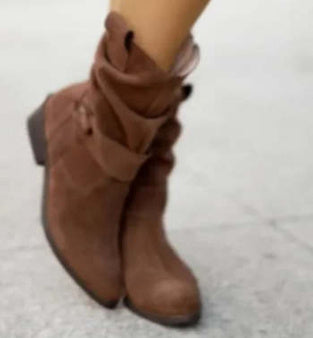 Pointed Toe Mid-calf Boots Fashion Suede Zipper Western Boot Winter Shoes For Women Koalakits36