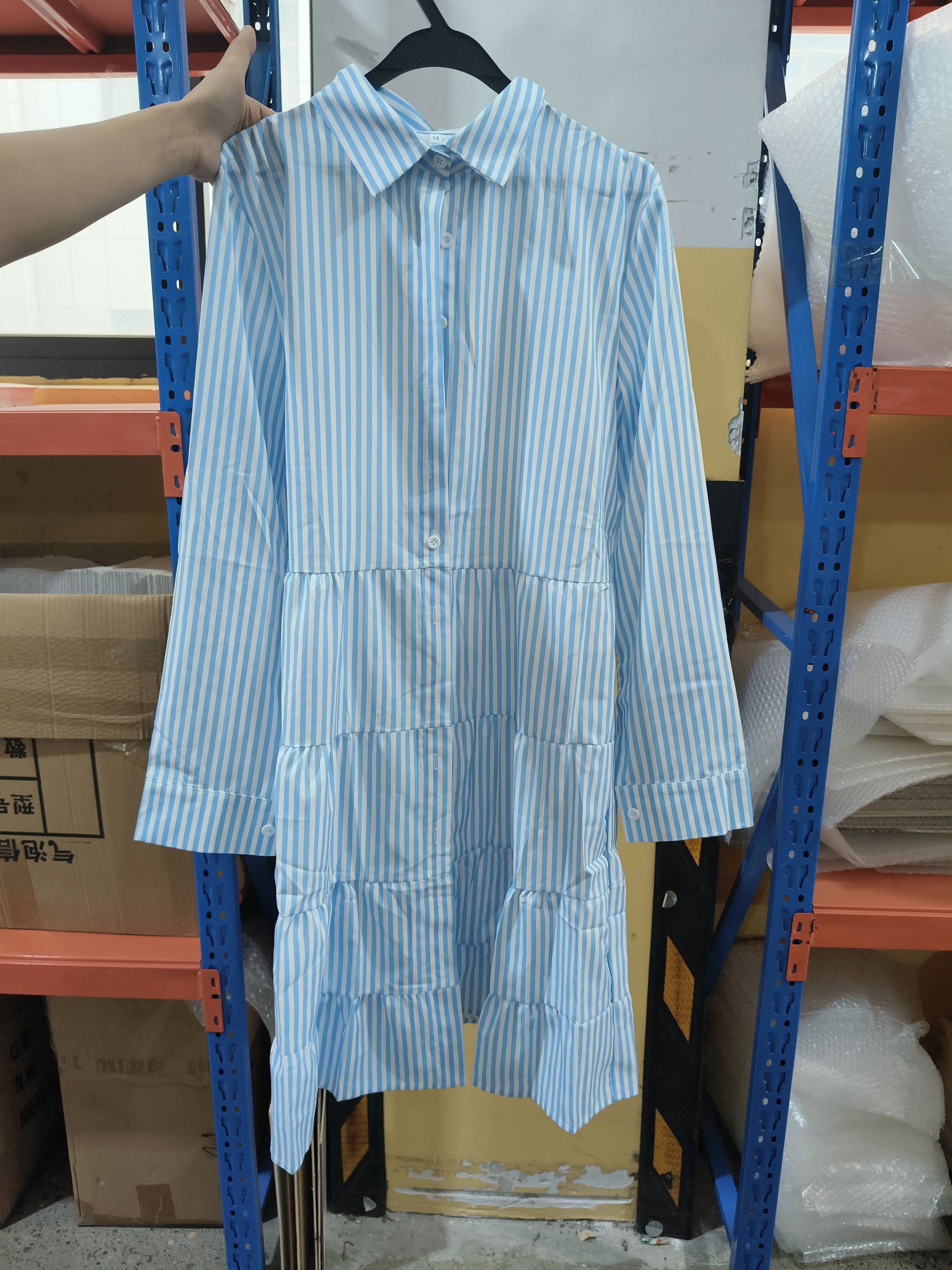 Striped Long-sleeved Shirt Dress Fashion Lapel Button Dresses For Women | Koalakits36