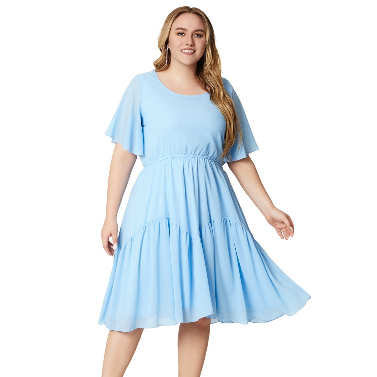 Women's Short Sleeve Printed Chiffon Dress | Koalakits36
