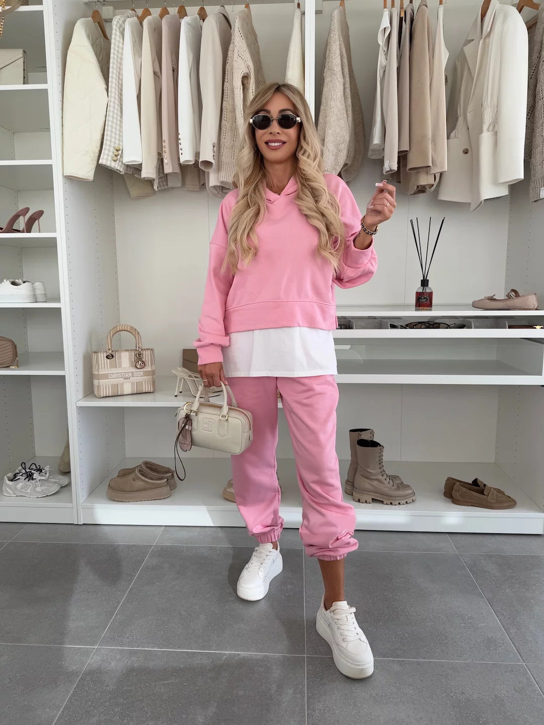 Hooded Sweatshirt Suit Loose Long Sleeve False Two-piece Tops And Jogger Sports Trousers | Koalakits36