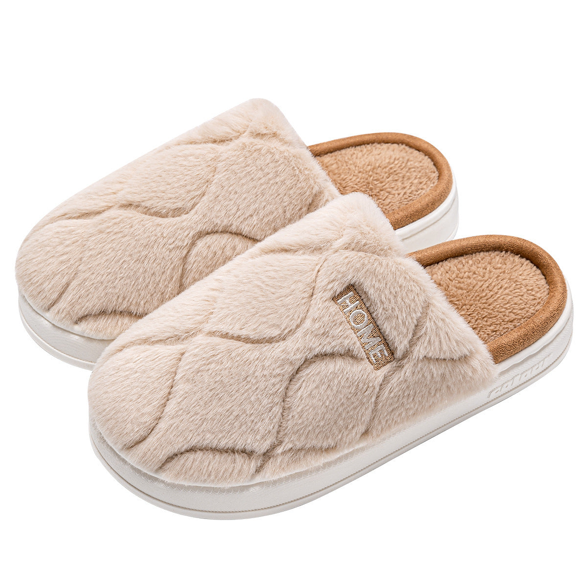 Plush Slippers Winter For Women Indoor Floor Bedroom Home Slipper Warm Solid House Shoes