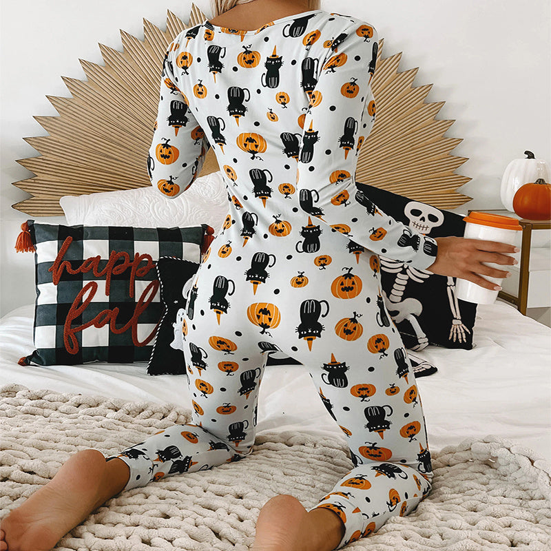 Long Sleeve Printed Jumpsuit - Halloween Jumpsuit | Koalakits36