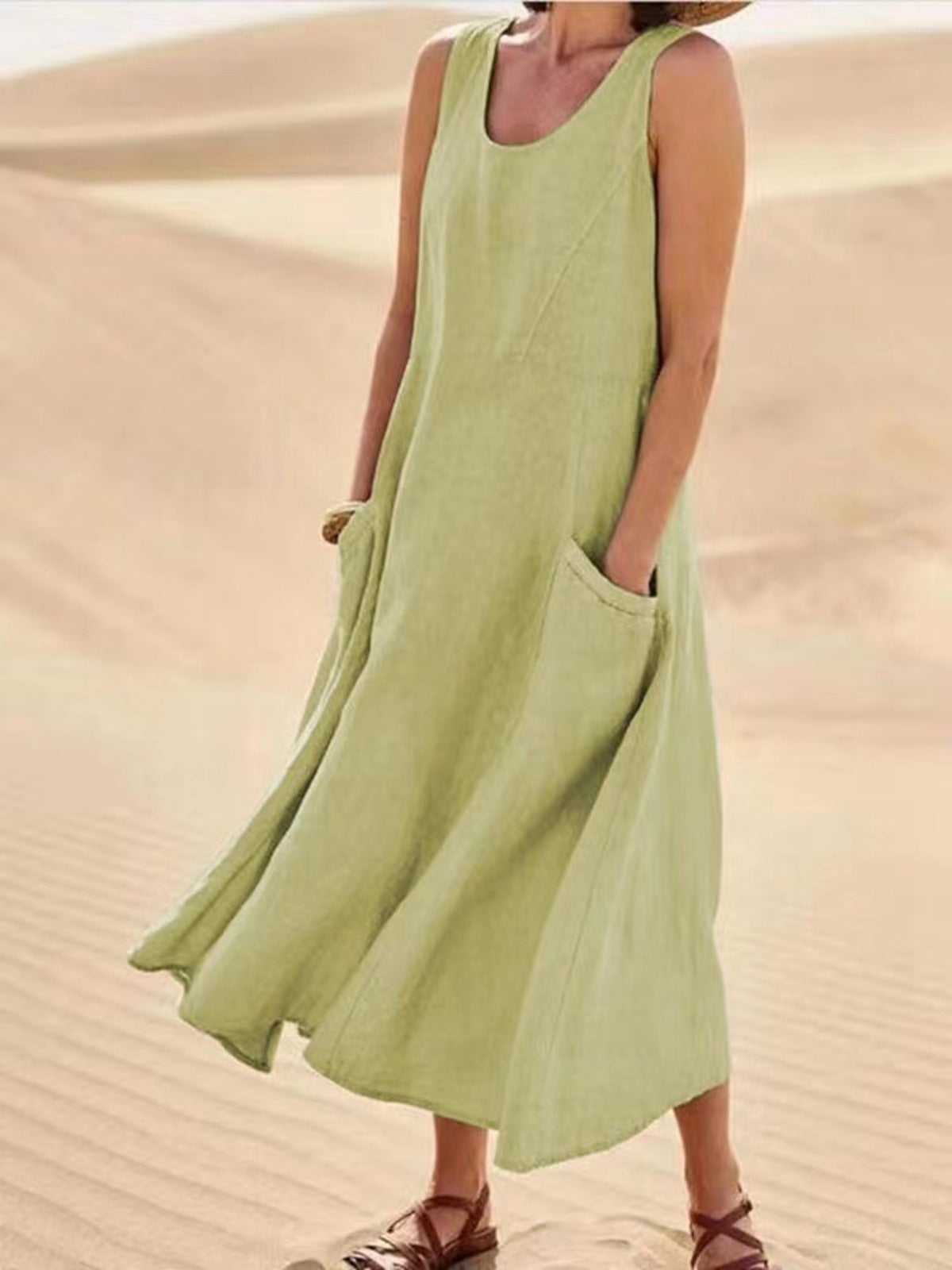 Sleeveless Long Dress With Pockets Fashion Casual Loose Dresses