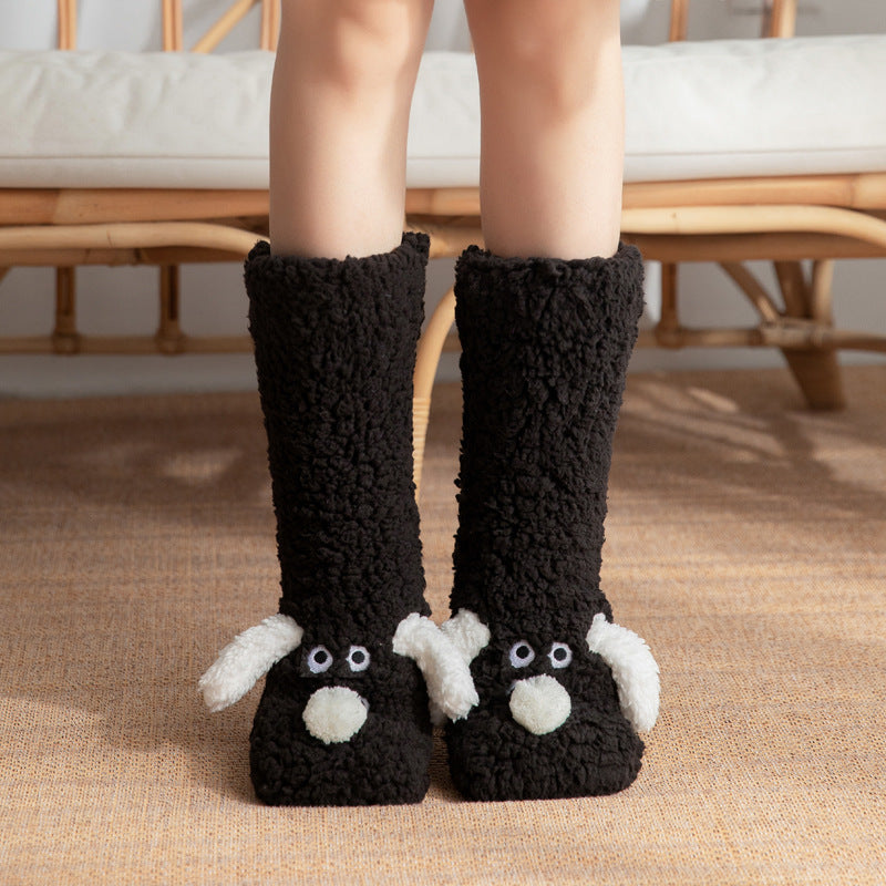 Cute Cartoon Dog Floor Socks Winter Warm Non-slip Plush Socks For Women Koalakits36
