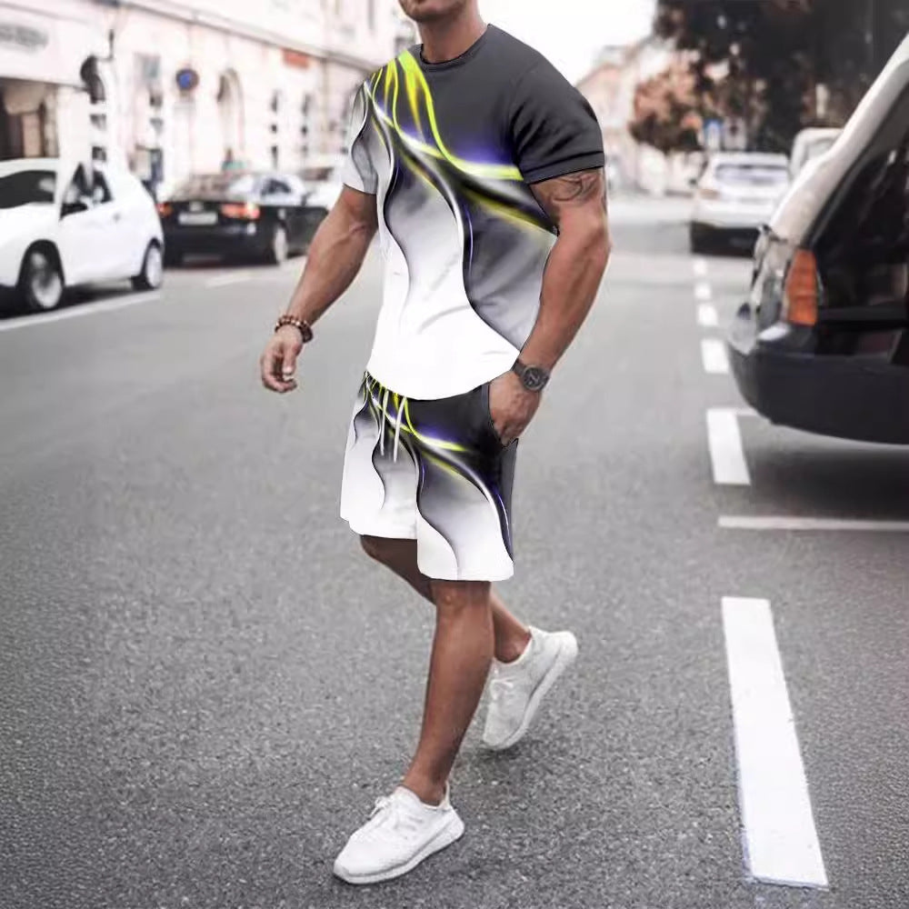 Men’s Printed T-Shirt and Shorts Sportswear Casual Set