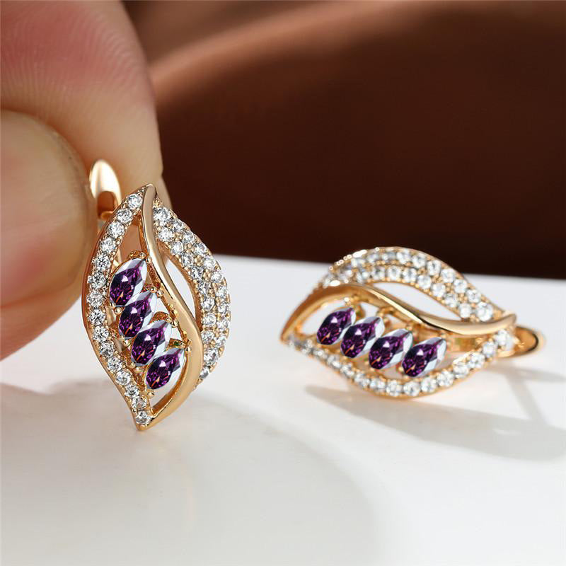 Leaf-shaped Rhinestones Earrings Fashion Unique Zircon-encrusted Stud Earrings | Koalakits36