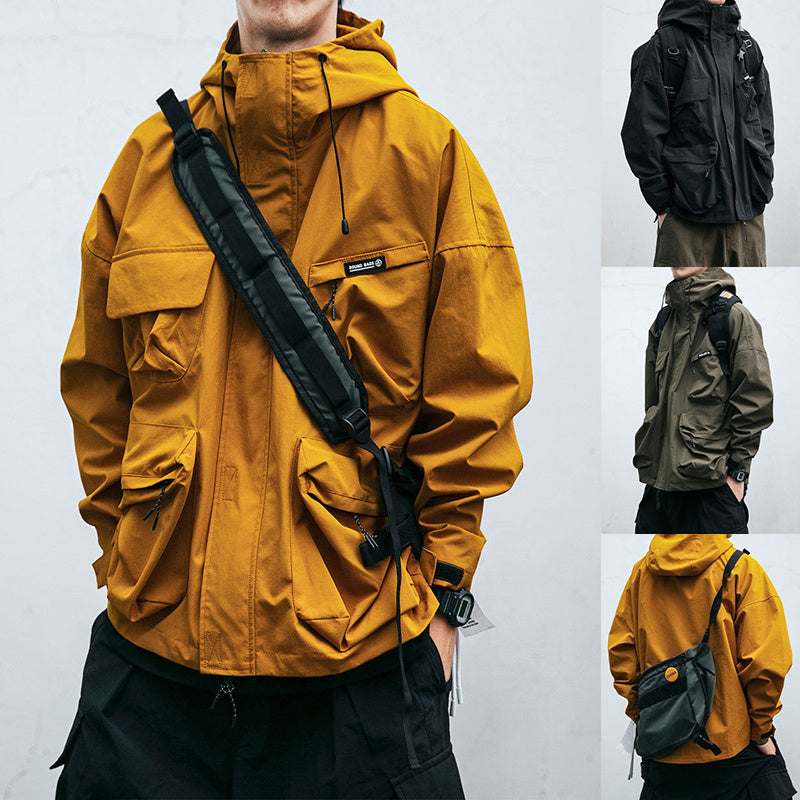 Hooded Jacket Men's Loose Three-dimensional Pocket Functional Windproof Jacket