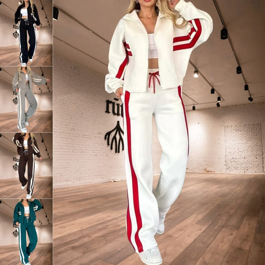 Fashion Two-piece White Sports Suit Loose Shirt Casual Pants Sets Sportswear Clothes Tracksuit Women Outfits